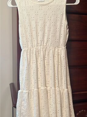 Sleeveless White Eyelet Midi Dress